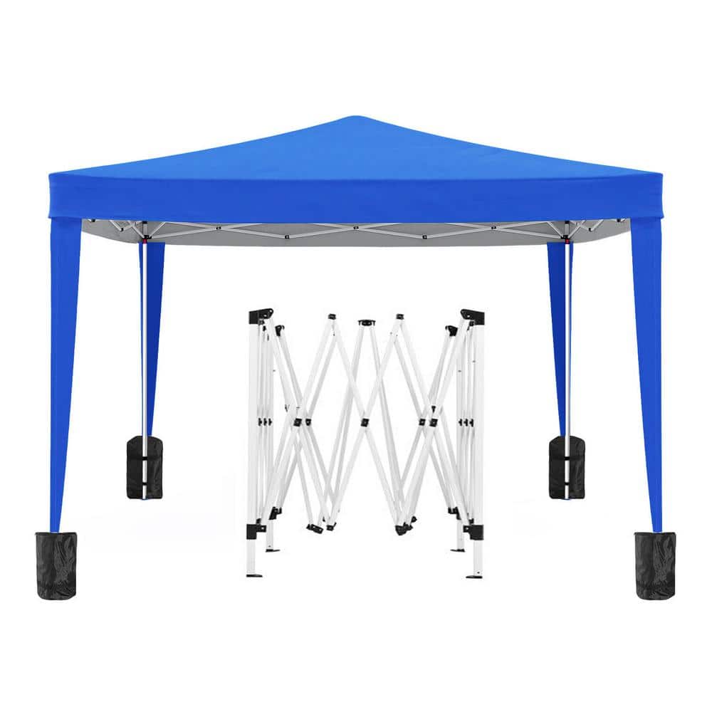 Sudzendf 10 ft. x 10 ft. Blue Outdoor Portable Party Folding Tent w/4  Removable Sidewalls Plus Carry Bag Plus Weight Bag 4-Piece TOUTD1333 - The  Home 