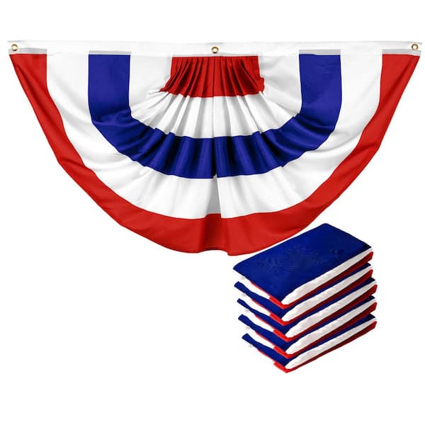 1.5 ft. x 3 ft. Printed Polyester USA No Stars Fan Flag with Canvas Header Brass Grommets (5-Pack)
