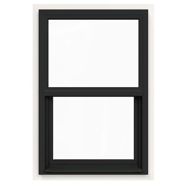 JELD-WEN 24 in. x 36 in. V-4500 Series Bronze Exterior/White Interior FiniShield Single-Hung Vinyl Window, Fiberglass Mesh Screen