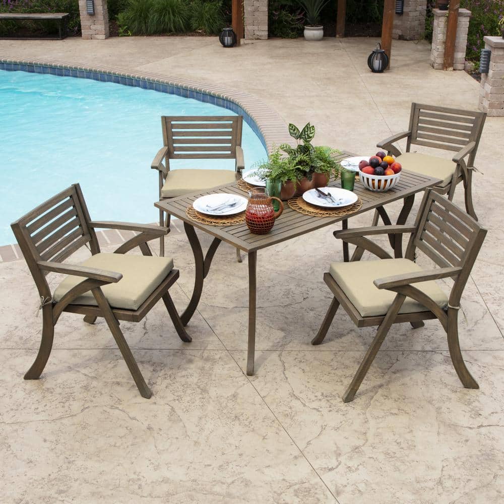 Tan Leala Outdoor Adirondack Chair Cushion with Recycled Polyester Fill