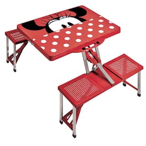 Minnie Mouse Red Picnic Table Sport Portable Folding Table with Seats