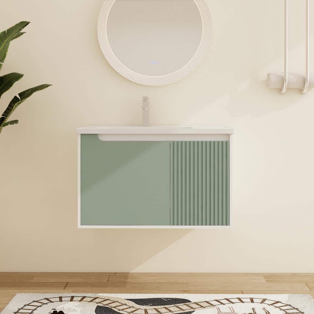 31.7 in. W x 19.9 in. D x 20.1 in. H Wall-Mounted Single Bathroom Vanity in