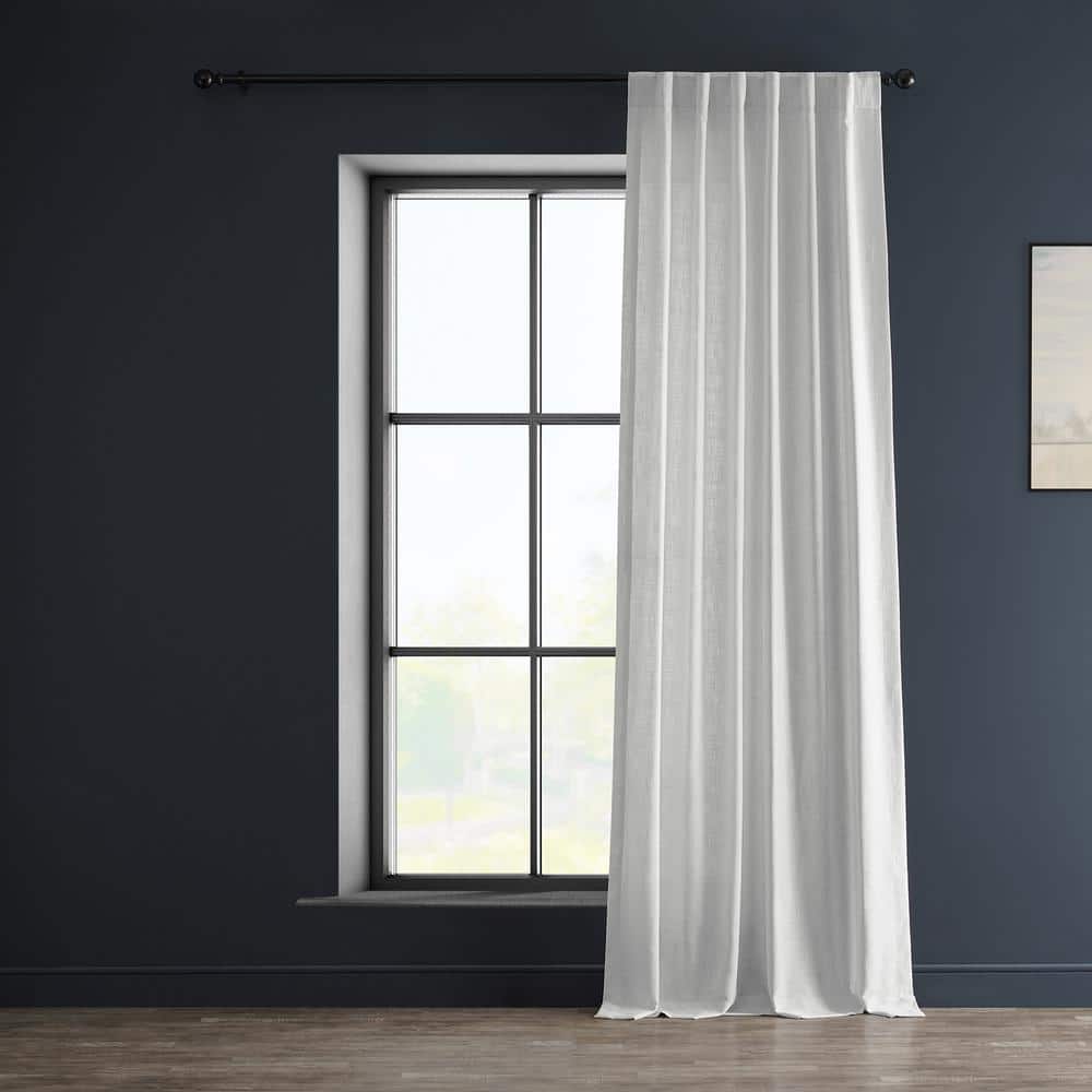 Rice White Light-Filtering Faux Linen Curtain Panel, 50"W x 120"L