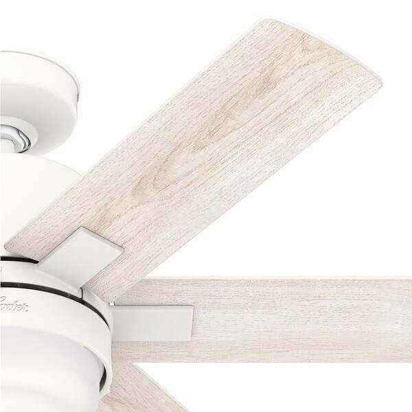 Hunter - Radeon 44 in. Indoor Matte White Smart Ceiling Fan with Light Kit and Wall Switch