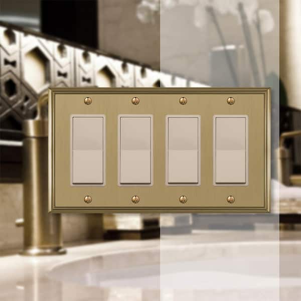 Rhodes 4 Gang Rocker Metal Wall Plate - Brushed Bronze