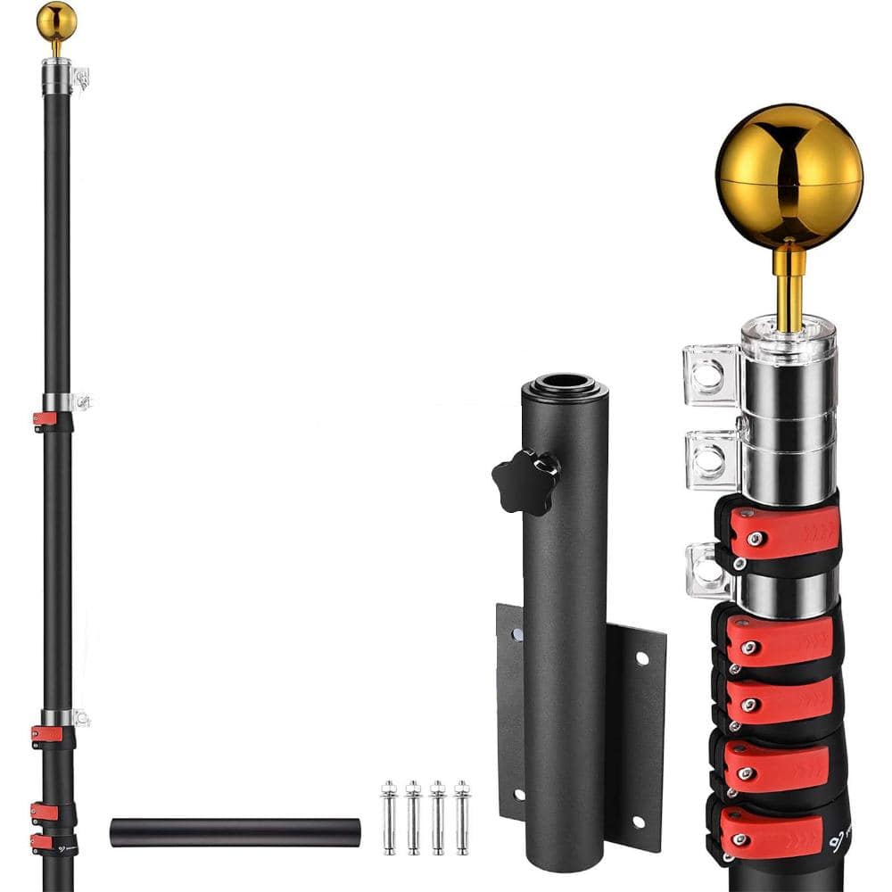 20 ft Telescoping Flag Pole Kit with Bumper Mount, Portable Aluminum Flagpole for RV, Trailer & Camper, Black price history on PriceWatchPro
