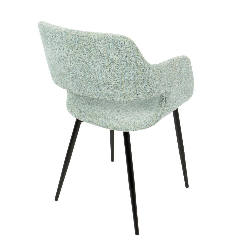Light Green Upholstered Mid Century Modern Arm Chair with Metal Legs