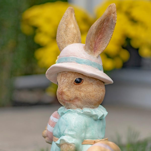 Zingz & Thingz 7 in. x 6 in. x 10 in. Mom and Baby Rabbit Figurine 4505155V  - The Home Depot