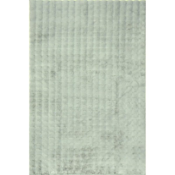 Jeni Solid Faux Rabbit Machine Washable Area Rug Green 5' ft. x 8' ft. Area Rug