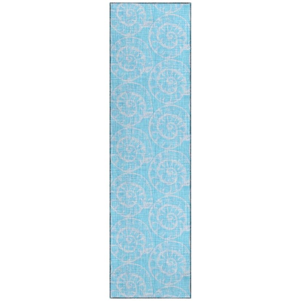 Addison Rugs Surfside Blue 2 ft. 3 in. x 7 ft. 6 in. Geometric Indoor/Outdoor Area Rug