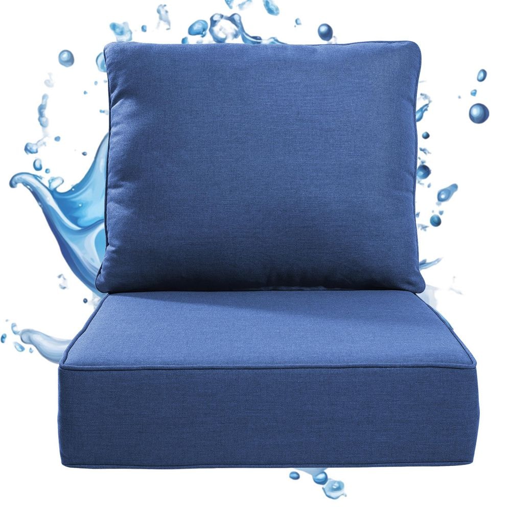 24 in., x 24 in., x 6 in., 2-Piece Repacement Deep Seating Olefin Outdoor Lounge Chair Cushion in Navy price history on PriceWatchPro