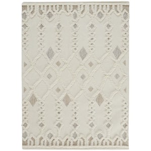 Ivory Tan and Silver 2 ft. x 3 ft. Geometric Area Rug