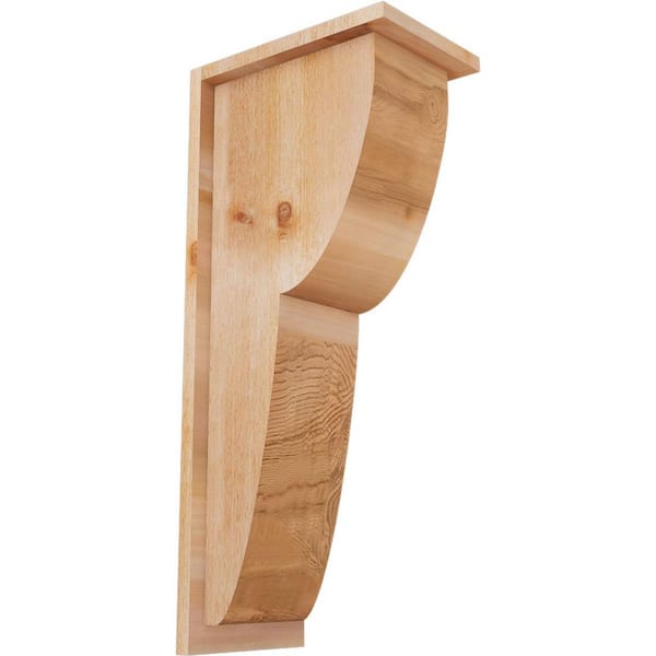 Ekena Millwork 8 in. x 12 in. x 28 in. Western Red Cedar Crestline Rough Sawn Corbel with Backplate