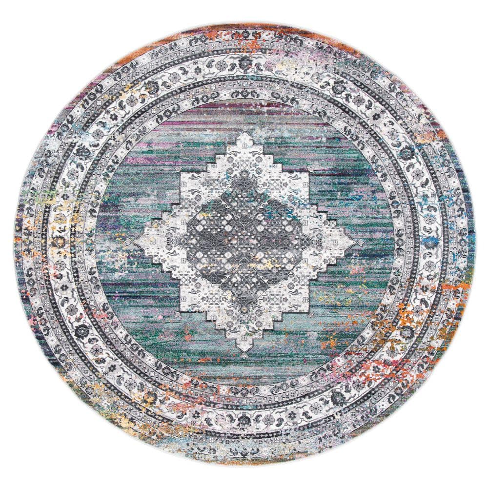 Aria 6 ft. x 6 ft. Ivory/Blue Traditional Medallion Round Area Rug price history on PriceWatchPro