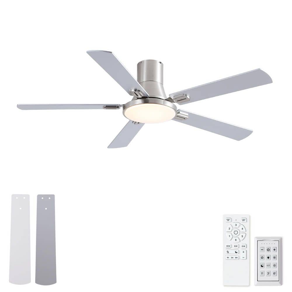 52 in. Brushed Nickel Matte Black Flush Mount Contemporary Ceiling Fan price history on PriceWatchPro