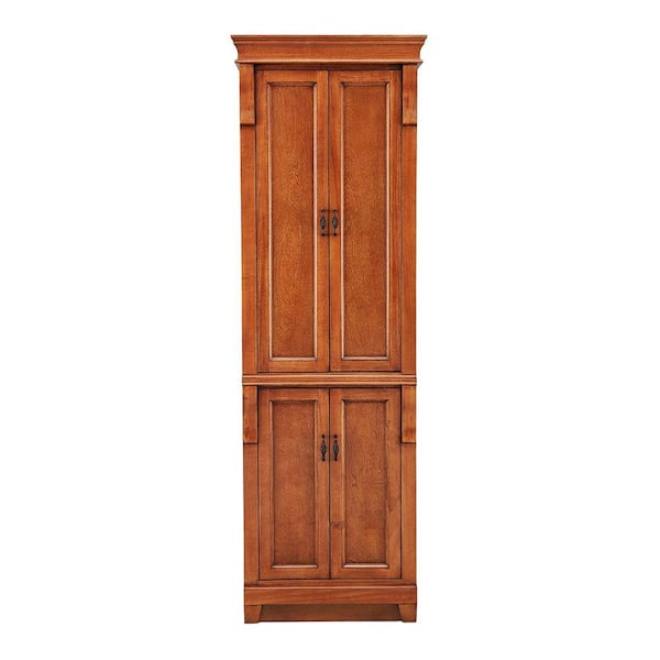 Home Decorators Collection Naples 24 in. W x 17 in. D x 74 in. H Brown Freestanding Linen Cabinet