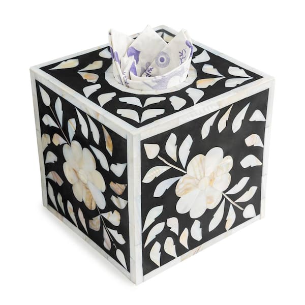 Vintiquewise QI004264.SQ Facial Square Tissue Box Holder for Your Bathroom, Office, or Vanity with Decorative Floral Design