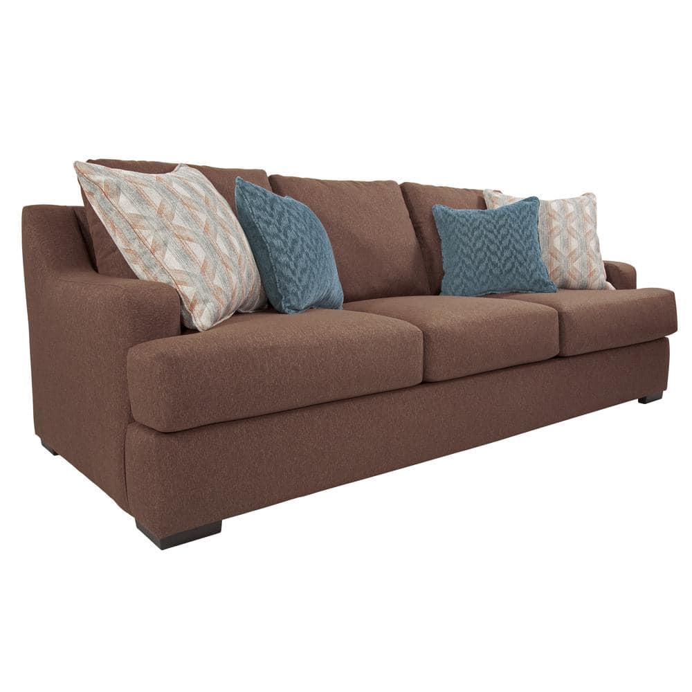 Earthtone Cinnamon Fabric Lawson Sofa with Removable Cushions