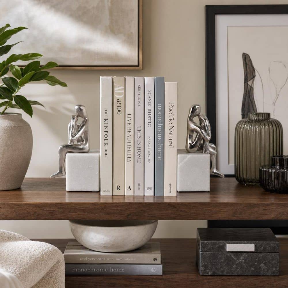 7.0 in Silver Modern Metal Bookends