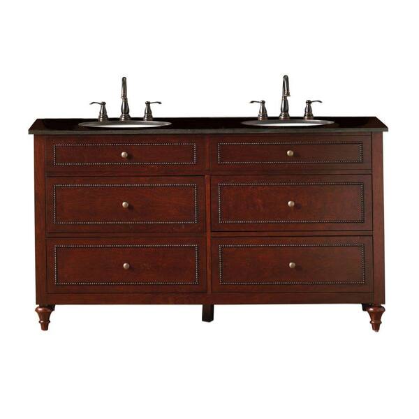 Home Decorators Collection Portland 60 in.W Double Vanity Cabinet Only in Cherry