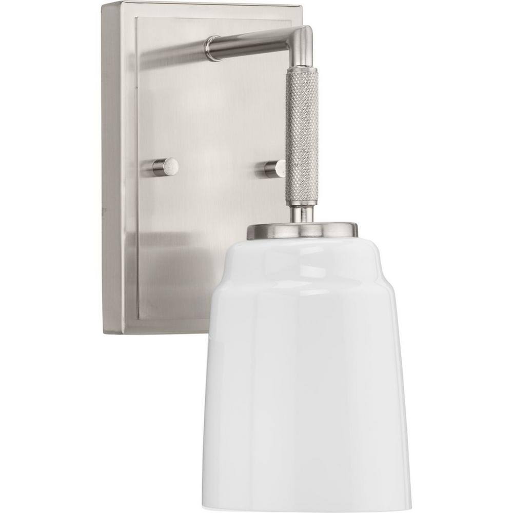 Spenser Brushed Nickel 1-Light Vanity with Opal Glass Shade