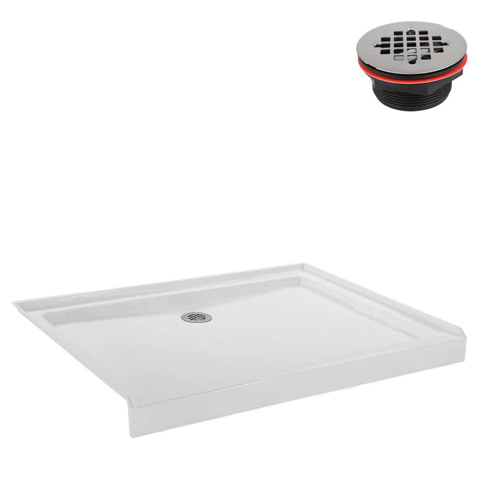 48'' Glossy White Rectangular Acrylic Shower Base with ABS Drain