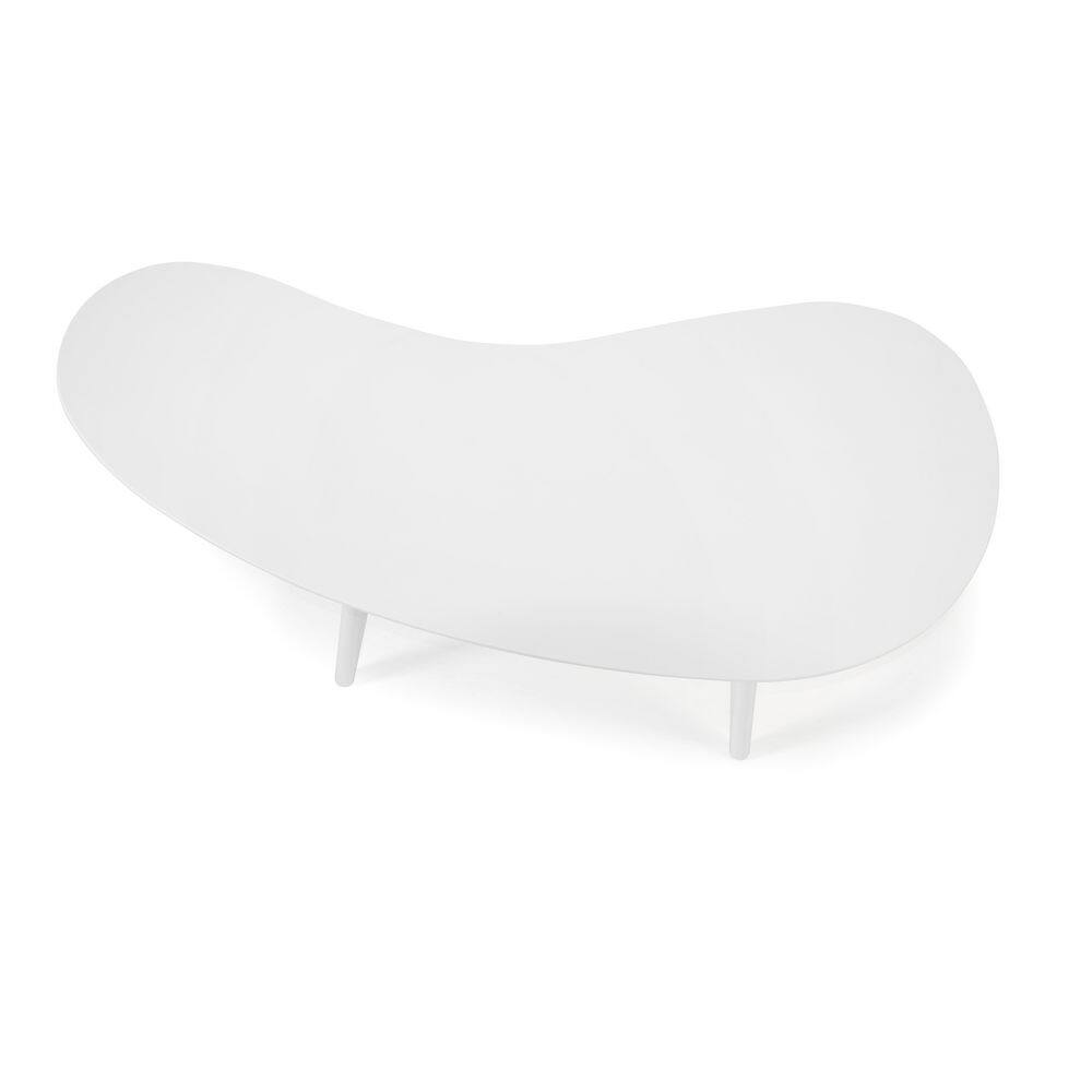White Oval Solid Wood Mid-Century Modern Coffee Table