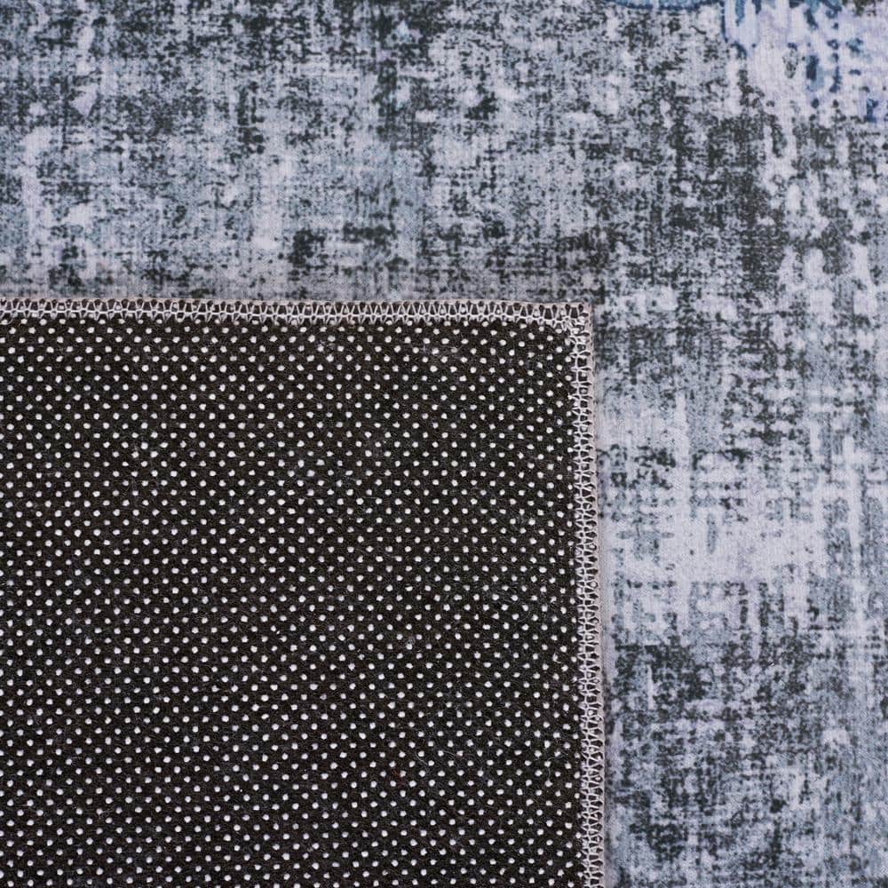 Tucson Green and Grey Non-Slip Washable Rectangular Rug