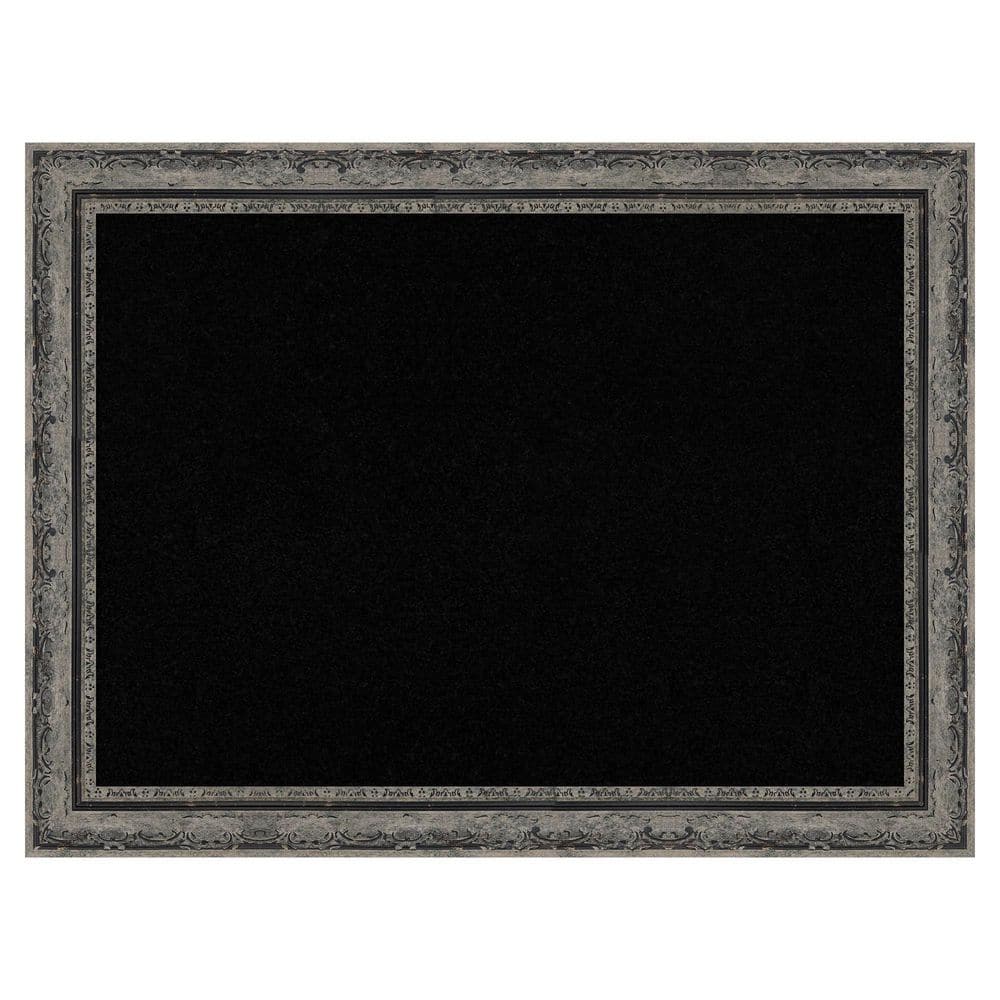 Amanti Art Filigree Matte Black 32 in. x 24 in. Poly Framed Black Cork ...