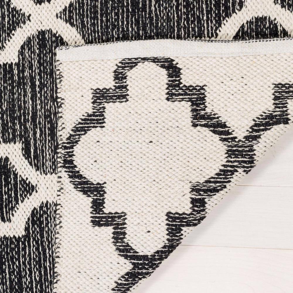 Black and Ivory Cotton Trellis Handwoven Runner Rug