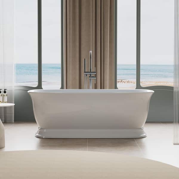 Tivor 67 in. x 31.5 in. Freestanding Soaking Bathtub 100% Pure Virgin Acrylic in Glossy White, Drain/Overflow Included