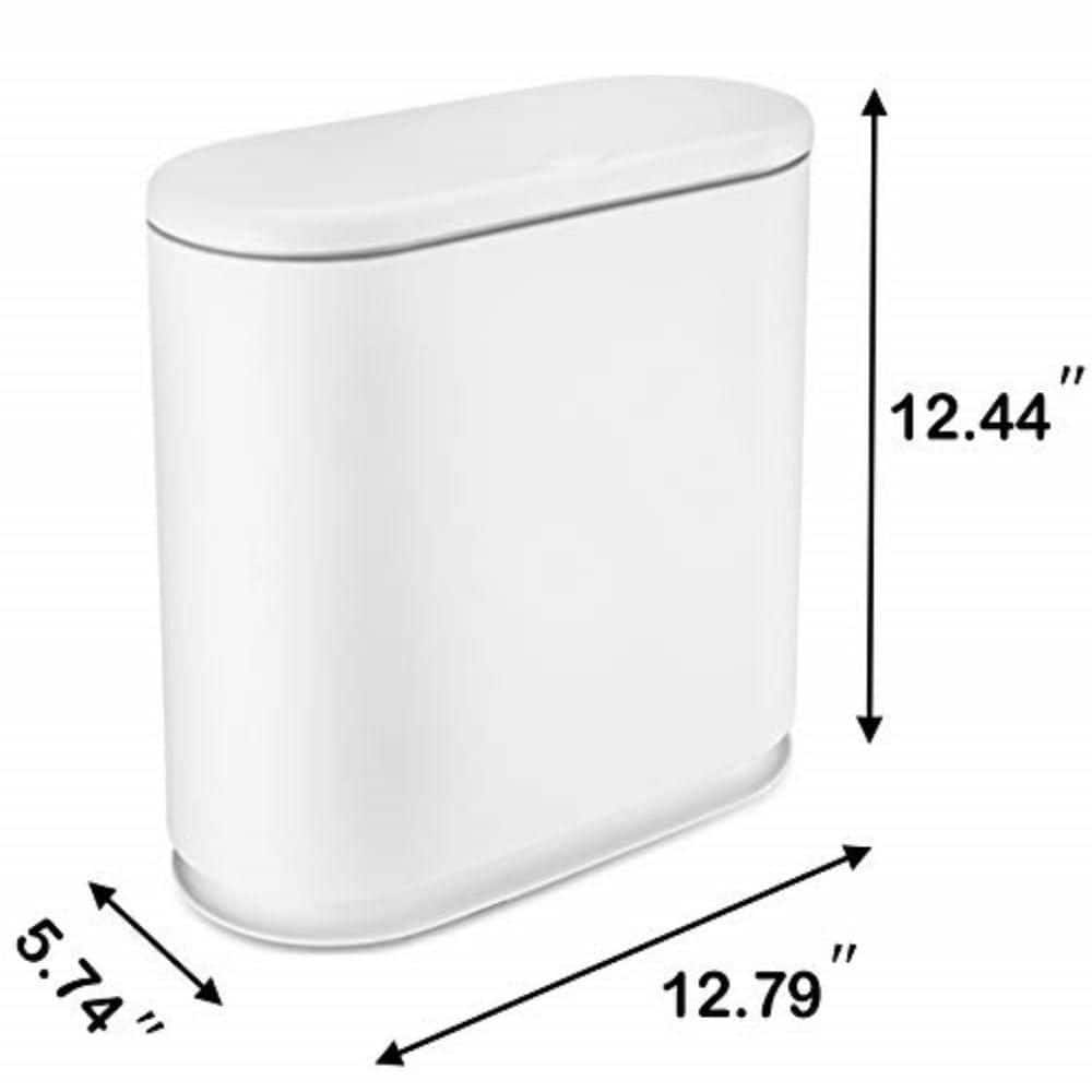 Cream White 2.4 Gallon Rectangular Plastic Bathroom Trash Can