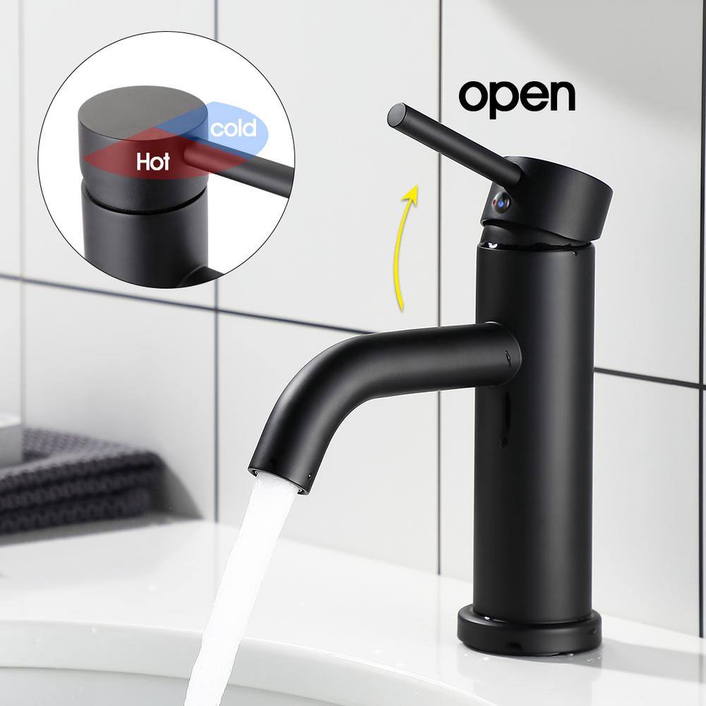 Matte Black Single Handle Deck Mounted Bathroom Faucet