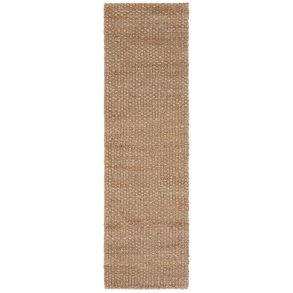 Natural Fiber 2 ft. x 8 ft. Natural/Green Abstract Distressed Runner Rug