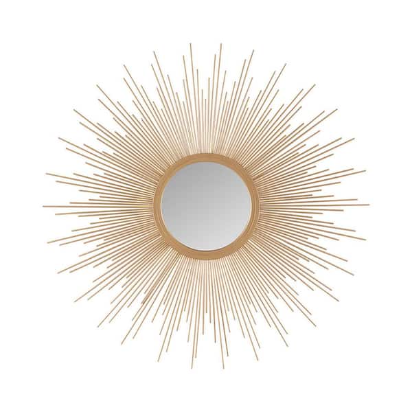 Vsmile 14.5 in. W x 14.5 in. H Gold Metal frame Sunburst Wall Decor Mirror