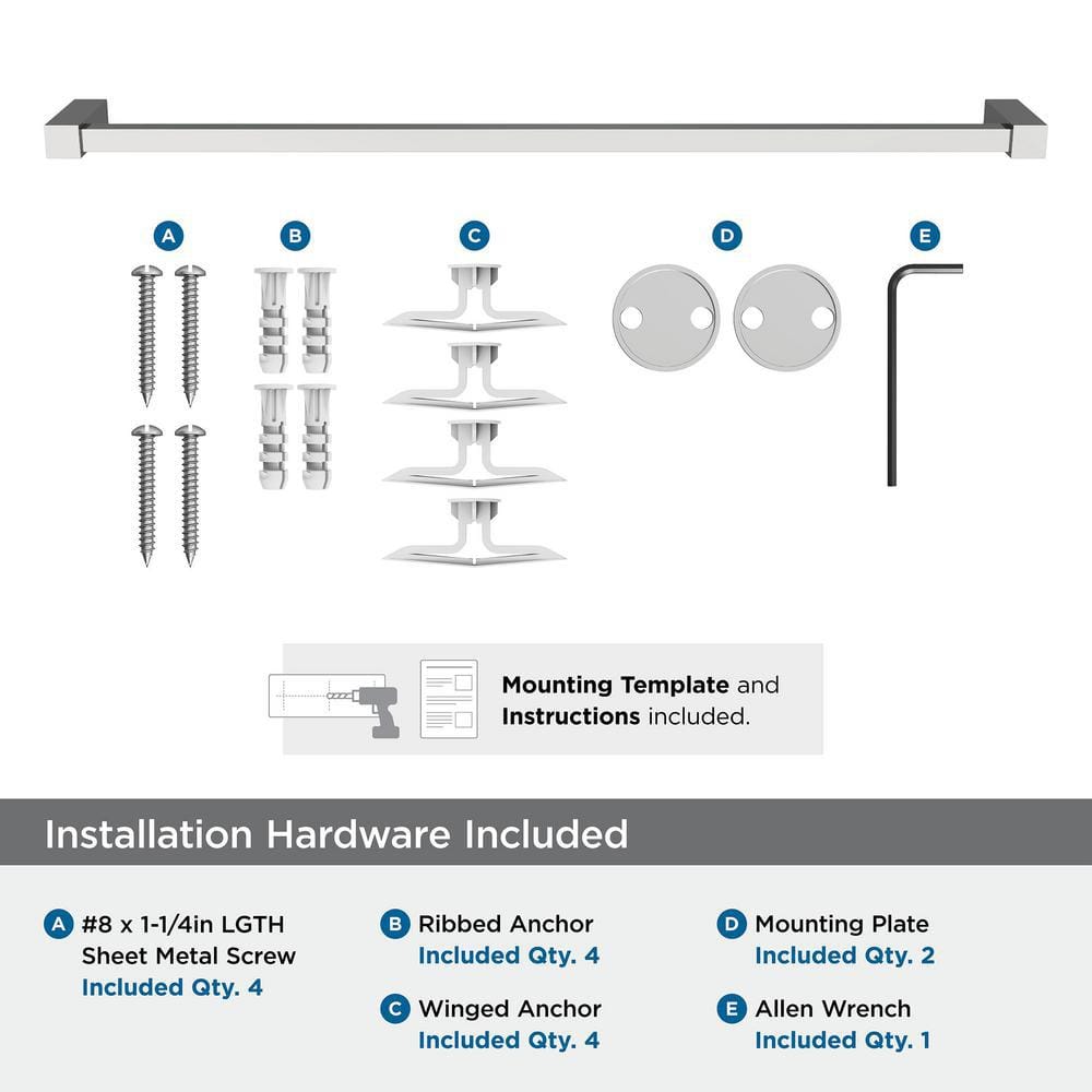 Chrome 24-Inch Wall Mounted Towel Bar