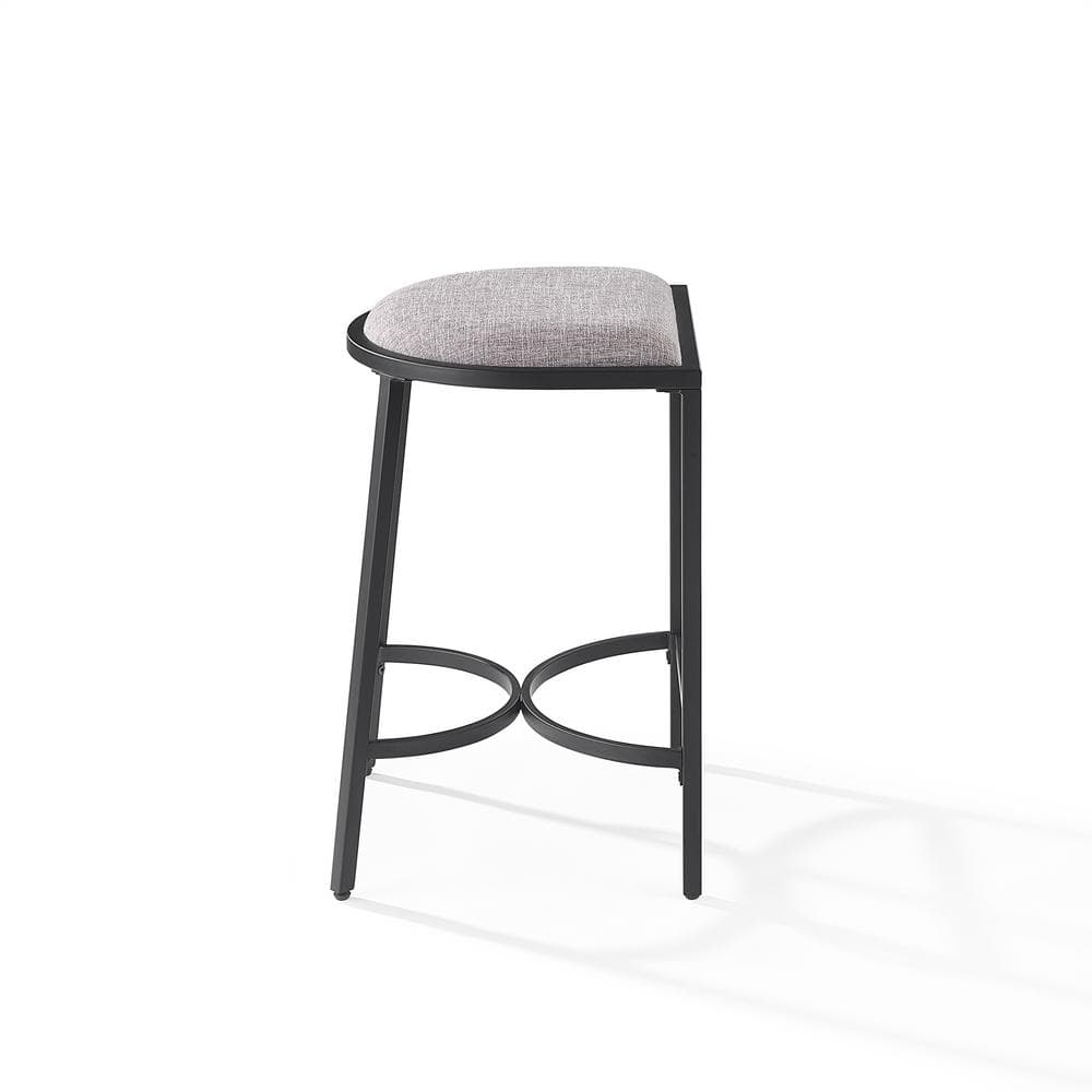 Gray and Matte Black Backless Counter Height Barstools Set
