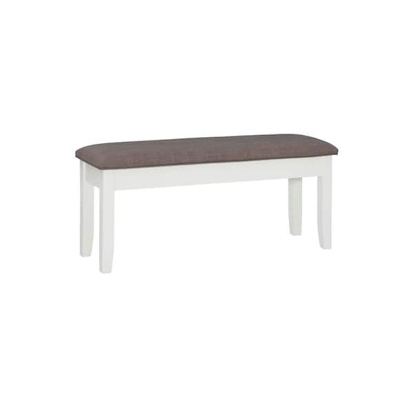 Powell Company Twyla Vanilla White and Rustic Taupe Dining Bench Backless with Storage 45 in.