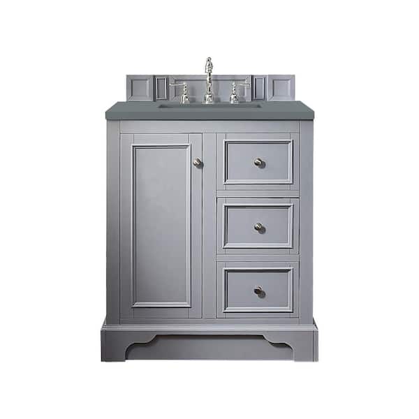 James Martin Vanities De Soto 31.30 in. W x 23.5 in. D x 36.3 in. H Bathroom Vanity in Silver Gray with Cala Blue Quartz Top