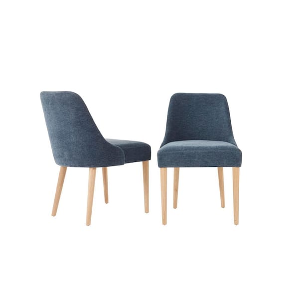 Benfield Charleston Blue Upholstered Dining Chair with Natural Wood Legs (Set of 2)