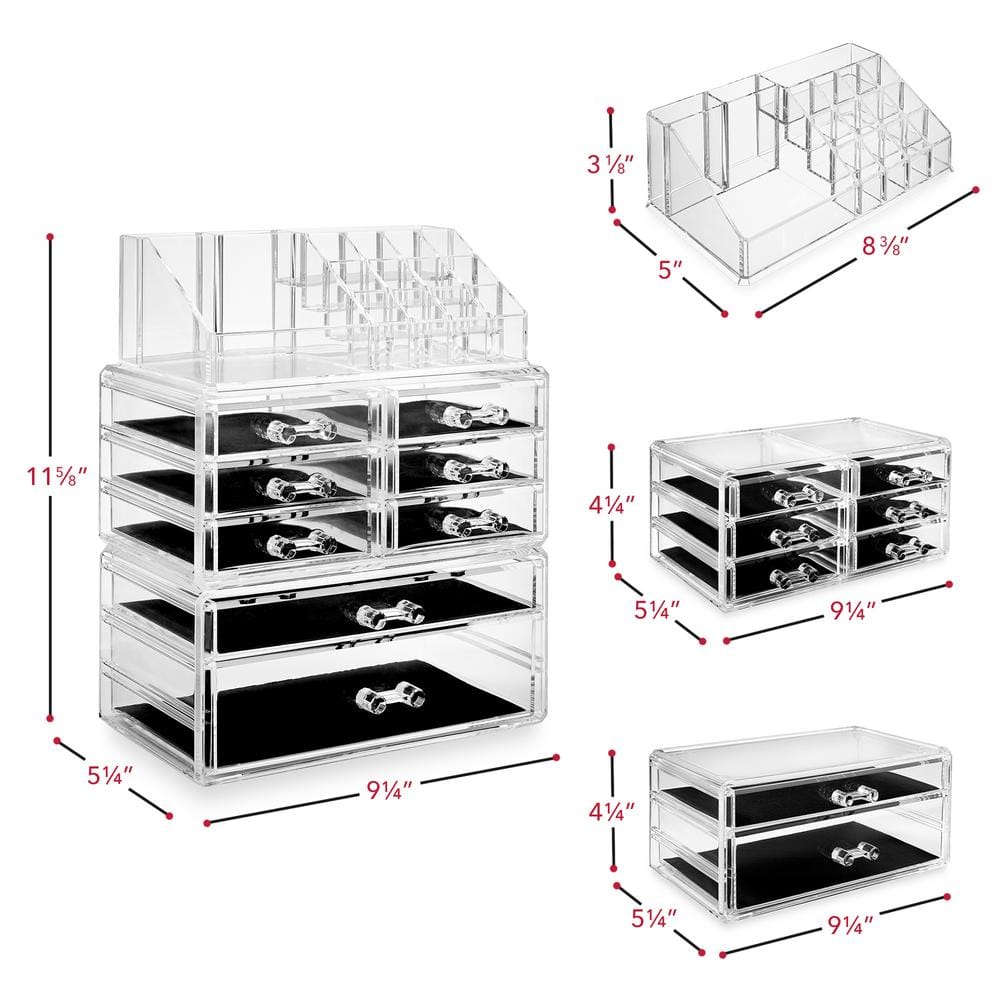 Clear Acrylic 16 Compartment Makeup and Jewelry Organizer