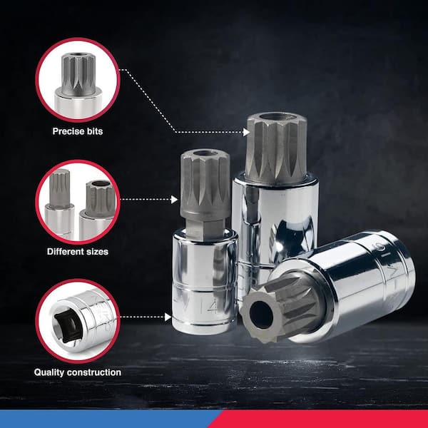 NEIKO 1/4 in. 3/8 in. and 1/2 in. Drive Metric Triple Square