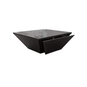 39.4 in. Black Modern Square Wood Coffee Table with Large Soft-Close Storage Drawer