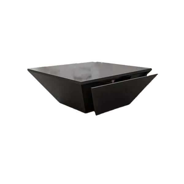 Unbranded 39.4 in. Black Modern Square Wood Coffee Table with Large Soft-Close Storage Drawer