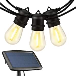 15 Light 48 ft. Outdoor Solar LED S14 Edison String -Light Waterproof Patio Lights With 4 Lighting Modes