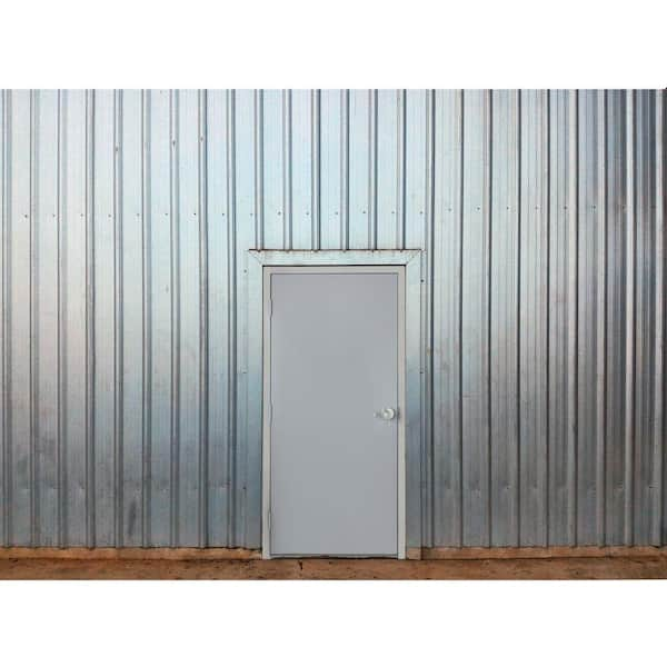 Armor Door - 36 in. x 80 in. Gray Right-Hand Outswing Flush Steel Commercial Door with Knock Down Frame and Hardware