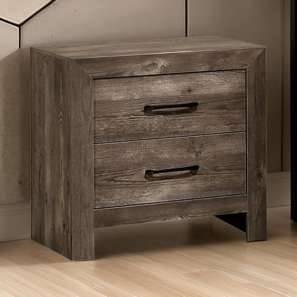 Benjara 16 in. 2-Drawer Brown Wooden Nightstand