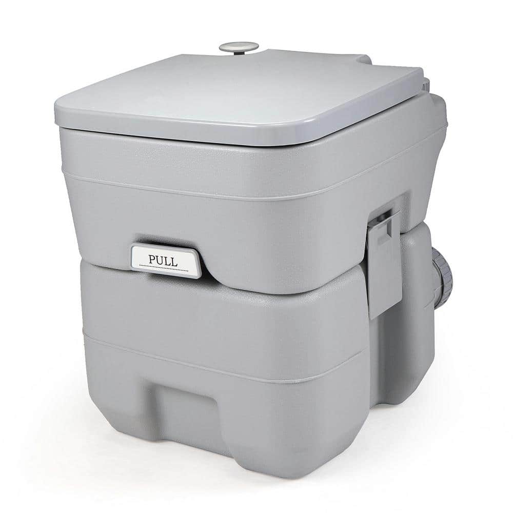5 Gallon Gray Portable Toilet, Flush Potty, Travel Camping Outdoor