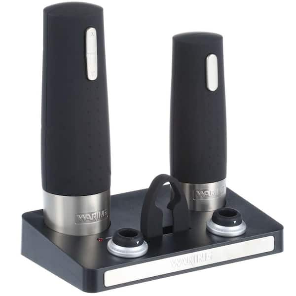 Waring Pro Wine Center with Opener/Preserver in Black and Brushed Stainless Steel