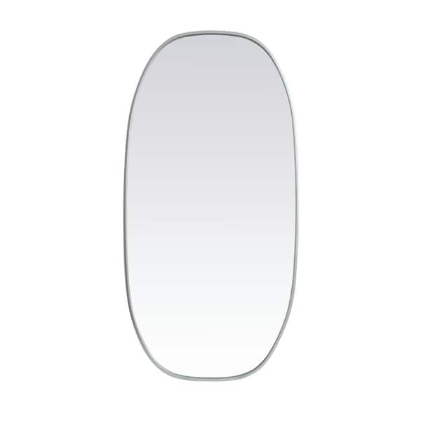 Unbranded Timeless Home 24 in. W x 48 in. H x Modern Metal Framed Oval Silver Mirror